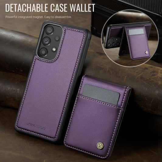 For Samsung Galaxy A53 5G JEEHOOD J06 British Style RFID MagSafe Card Bag PU Phone Case(Purple) - Galaxy Phone Cases by JEEHOOD | Online Shopping UK | buy2fix