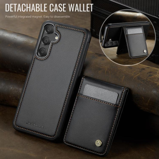 For Samsung Galaxy A55 5G JEEHOOD J06 British Style RFID MagSafe Card Bag PU Phone Case(Black) - Galaxy Phone Cases by JEEHOOD | Online Shopping UK | buy2fix