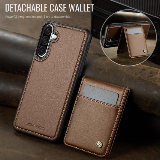 For Samsung Galaxy A26 5G JEEHOOD J06 British Style RFID MagSafe Card Bag PU Phone Case(Brown) - Galaxy Phone Cases by JEEHOOD | Online Shopping UK | buy2fix