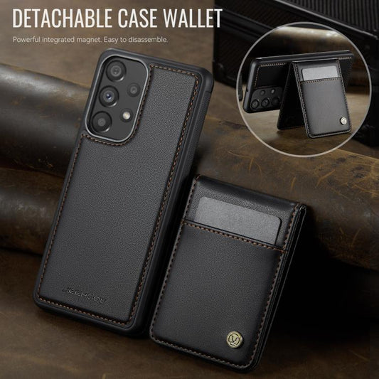 For Samsung Galaxy A33 5G JEEHOOD J06 British Style RFID MagSafe Card Bag PU Phone Case(Black) - Galaxy Phone Cases by JEEHOOD | Online Shopping UK | buy2fix
