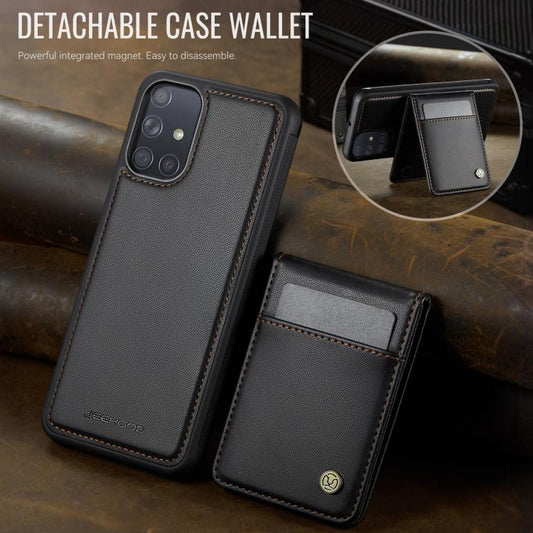 For Samsung Galaxy A51 4G JEEHOOD J06 British Style RFID MagSafe Card Bag PU Phone Case(Black) - Galaxy Phone Cases by JEEHOOD | Online Shopping UK | buy2fix