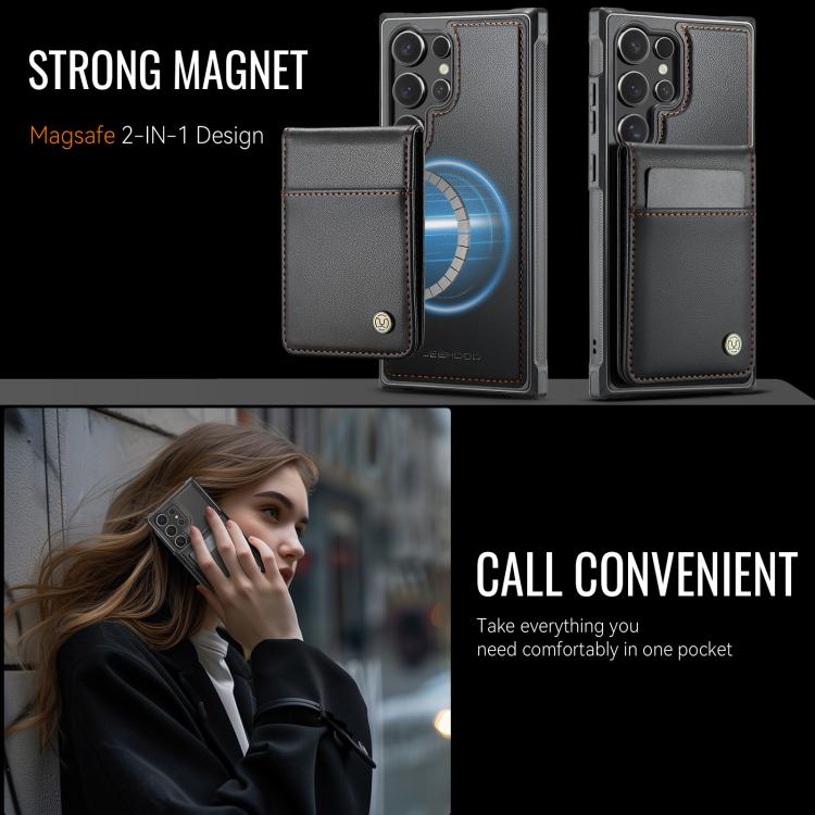 For Samsung Galaxy S23 Ultra 5G JEEHOOD J06 British Style RFID MagSafe Card Bag PU Phone Case(Black) - Galaxy S23 Ultra 5G Cases by JEEHOOD | Online Shopping UK | buy2fix