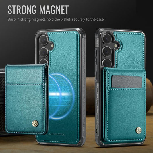 For Samsung Galaxy S25 5G JEEHOOD J06 British Style RFID MagSafe Card Bag PU Phone Case(Green) - Galaxy S25 5G Cases by JEEHOOD | Online Shopping UK | buy2fix