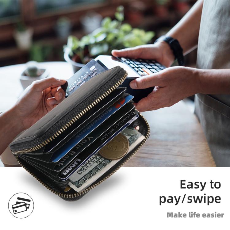 Denior V17 Skin Feel MagSafe RFID Zipper Wallet Card Bag Case(Black) - Adhesive Card Holders by Denior | Online Shopping UK | buy2fix