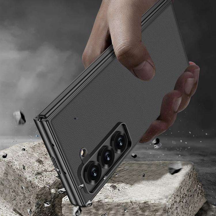 For Samsung Galaxy Z Fold6 Slim GKK Integrated Metal Paint Skin Feel Leather Full Coverage Phone Case(Carbon Fibre) - Galaxy Phone Cases by GKK | Online Shopping UK | buy2fix