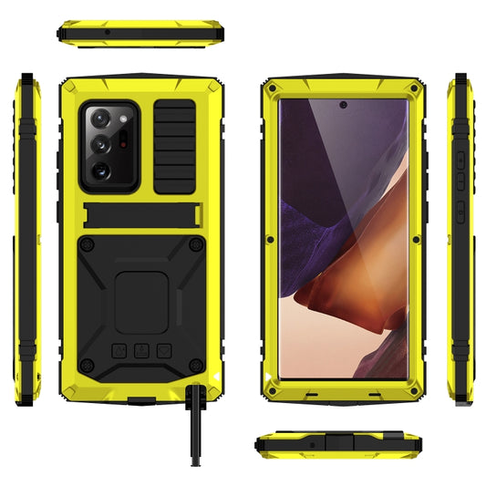 For Samsung Galaxy Note 20 Ultra R-JUST Shockproof Waterproof Dust-proof Metal + Silicone Protective Case with Holder(Yellow) by R-JUST