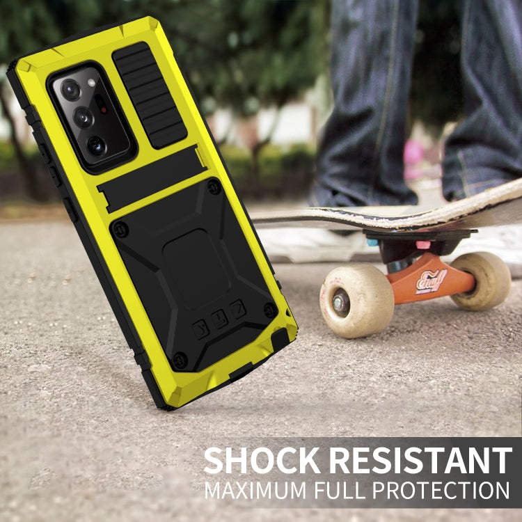 For Samsung Galaxy Note 20 Ultra R-JUST Shockproof Waterproof Dust-proof Metal + Silicone Protective Case with Holder(Yellow) by R-JUST