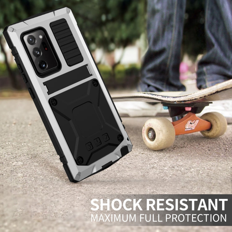 For Samsung Galaxy Note 20 Ultra R-JUST Shockproof Waterproof Dust-proof Metal + Silicone Protective Case with Holder(Silver) by R-JUST