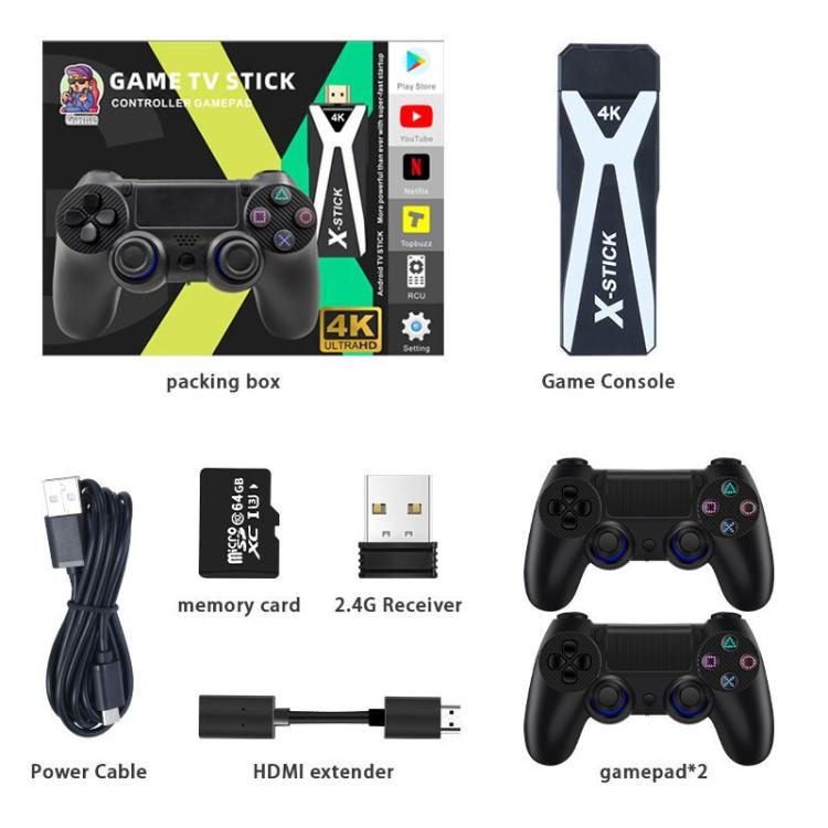 M10 4K Ultra HD Game TV Stick with Dual Gamepads 2.4G Receiver, Style:128GB Basic(Black) - Pocket Console by buy2fix | Online Shopping UK | buy2fix