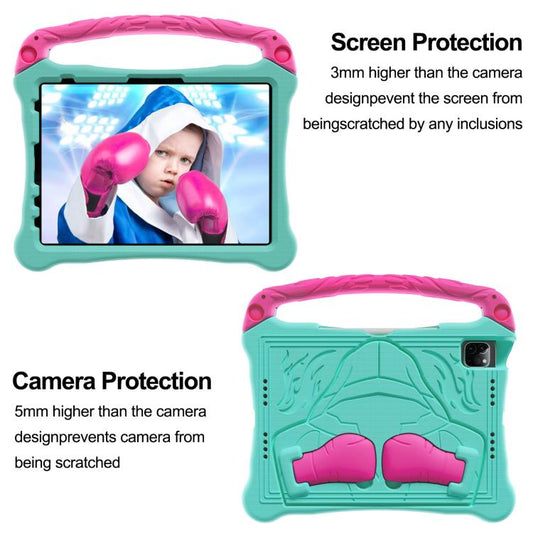 For iPad Pro 11 2022 / 2021 / 2020 Boxing Series Kickstand EVA Shockproof Tablet Case with Shoulder Strap(Mint Rose Red) - iPad Pro 11 (2022/2021) Cases by buy2fix | Online Shopping UK | buy2fix