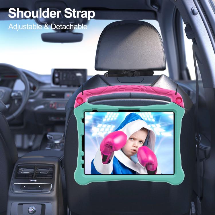 For iPad Air 11 2024 / 2025 Boxing Series Kickstand EVA Shockproof Tablet Case with Shoulder Strap(Mint Rose Red) - iPad Air 11 2025 / 2024 Cases by buy2fix | Online Shopping UK | buy2fix