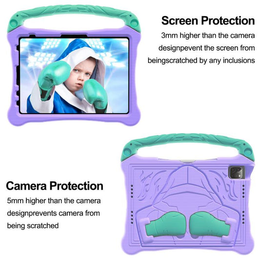 For iPad Pro 11 2024 Boxing Series Kickstand EVA Shockproof Tablet Case with Shoulder Strap(Purple Mint) - iPad Pro 11 2024 Cases by buy2fix | Online Shopping UK | buy2fix