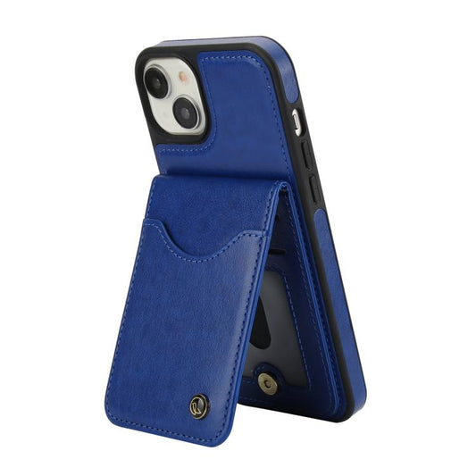 For iPhone 14 Plus AwQuer Vertical Flip Card Bag Holder Leather Phone Case(Blue) - iPhone 14 Plus Cases by Awquer | Online Shopping UK | buy2fix