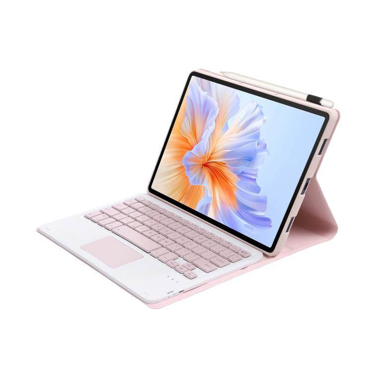 For Honor Pad V9 AH27-A Ultra-thin Detachable Bluetooth Keyboard Leather Tablet Case with Touchpad(Pink White) - Huawei Keyboard by buy2fix | Online Shopping UK | buy2fix