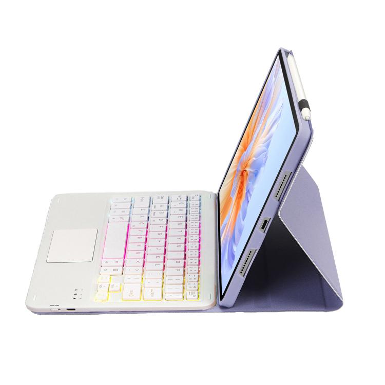 For Honor Pad V9 AH27-AS Ultra-thin Detachable Backlight Bluetooth Keyboard Leather Tablet Case with Touchpad(Lavender White) - Huawei Keyboard by buy2fix | Online Shopping UK | buy2fix