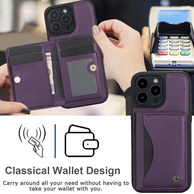 For iPhone 16 Pro Max AwQuer Horizontal Flip Card Bag Holder Leather Phone Case(Dark Purple) by Awquer