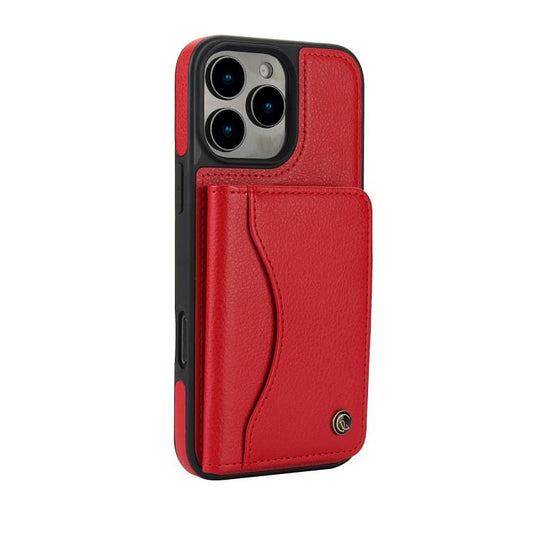 For iPhone 16 Pro Max AwQuer Horizontal Flip Card Bag Holder Leather Phone Case(Red) by Awquer