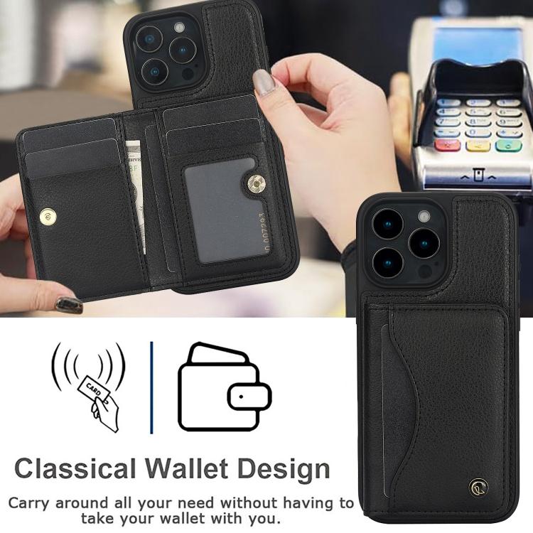 For iPhone 16 Pro AwQuer Horizontal Flip Card Bag Holder Leather Phone Case(Black) by Awquer