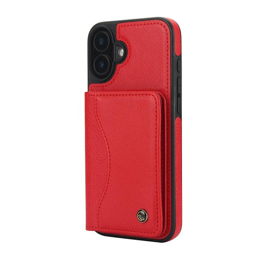 For iPhone 16 Plus AwQuer Horizontal Flip Card Bag Holder Leather Phone Case(Red) by Awquer