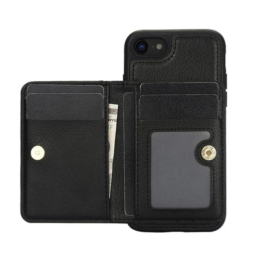 For iPhone 7 / 8 / SE 2022 AwQuer Horizontal Flip Card Bag Holder Leather Phone Case(Black) - iPhone SE 2022 / 2020 / 8 / 7 Cases by Awquer | Online Shopping UK | buy2fix