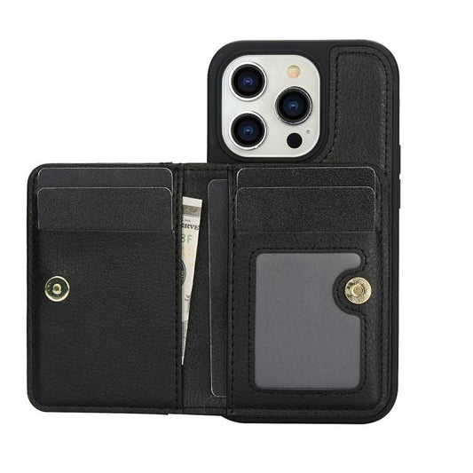 For iPhone 13 Pro Max AwQuer Horizontal Flip Card Bag Holder Leather Phone Case(Black) - iPhone 13 Pro Max Cases by Awquer | Online Shopping UK | buy2fix