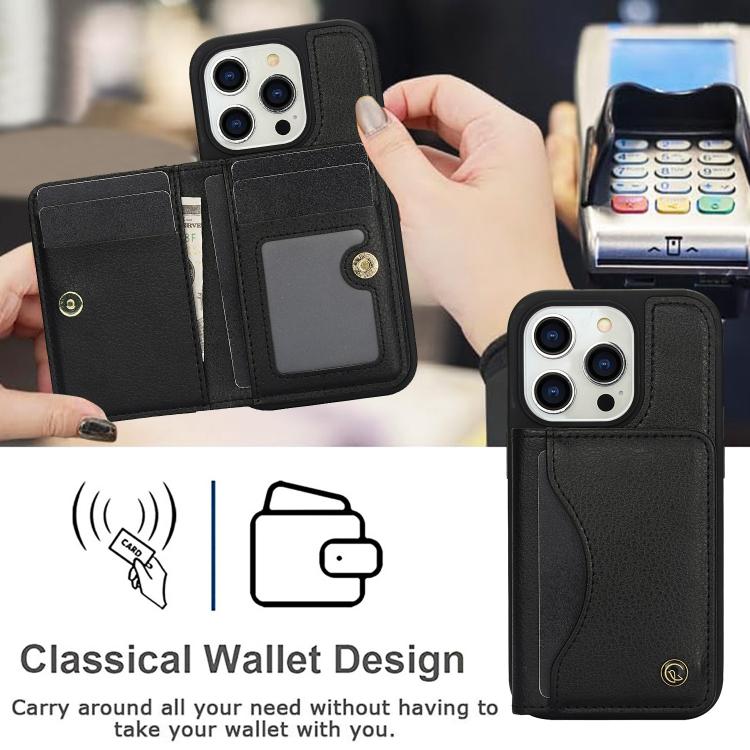 For iPhone 13 Pro Max AwQuer Horizontal Flip Card Bag Holder Leather Phone Case(Black) - iPhone 13 Pro Max Cases by Awquer | Online Shopping UK | buy2fix