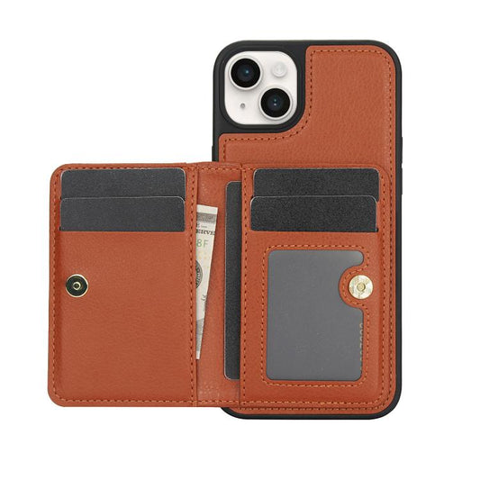 For iPhone 12 / 12 Pro AwQuer Horizontal Flip Card Bag Holder Leather Phone Case(Brown) - iPhone 12 / 12 Pro Cases by Awquer | Online Shopping UK | buy2fix