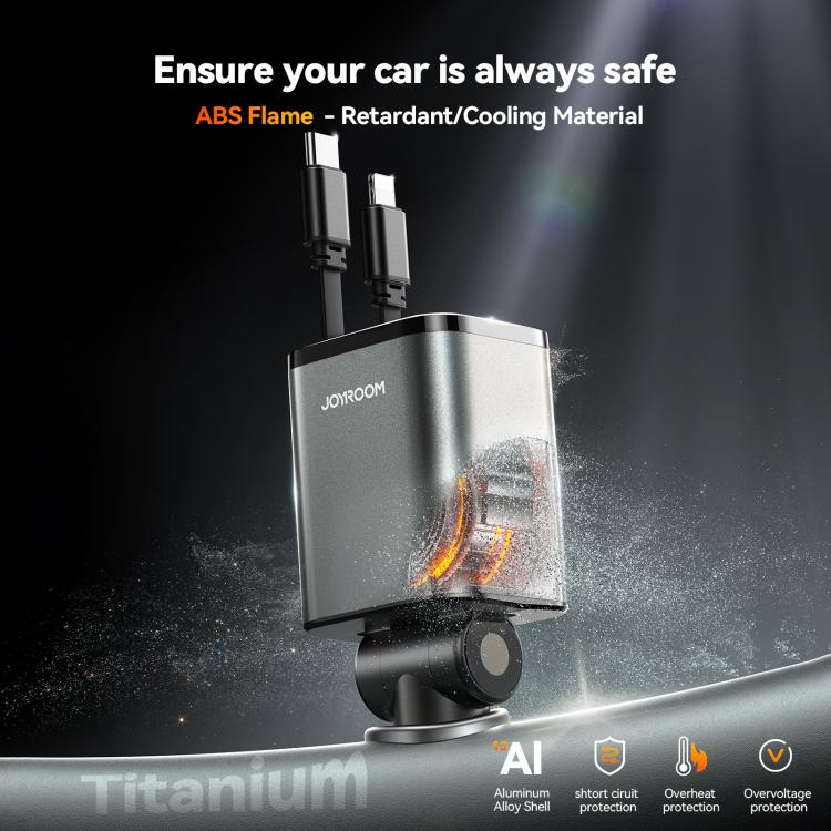 JOYROOM CCL05 4 in 1 Retractable Cable Car Charger(Dark Gray) - Car Charger by JOYROOM | Online Shopping UK | buy2fix