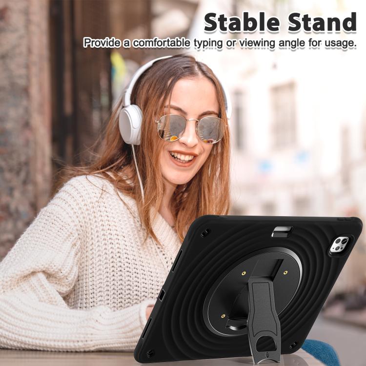 For iPad Pro 13 2024 Holder Silicone Hybrid PC Tablet Case(Black) - iPad Pro 13 2024 Cases by buy2fix | Online Shopping UK | buy2fix