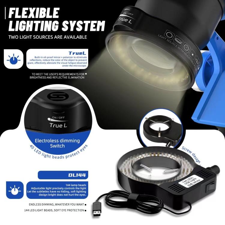 Kaisi S8 6.7-52X Zoom Trinocular Stereo Microscope Set - Microscope Magnifier Series by Kaisi | Online Shopping UK | buy2fix