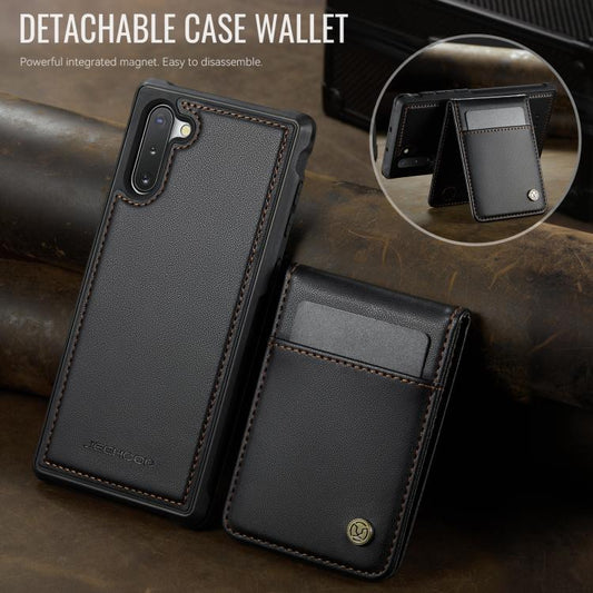 For Samsung Galaxy Note10 JEEHOOD J06 British Style RFID MagSafe Card Bag PU Phone Case(Black) - Galaxy Phone Cases by JEEHOOD | Online Shopping UK | buy2fix