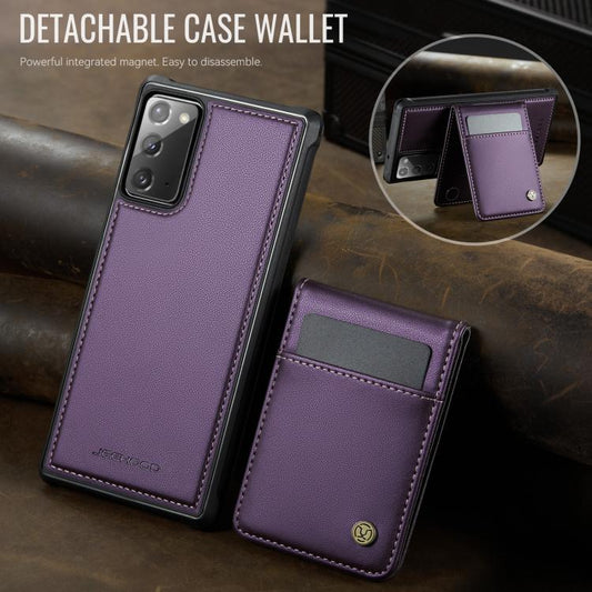 For Samsung Galaxy Note20 JEEHOOD J06 British Style RFID MagSafe Card Bag PU Phone Case(Purple) - Galaxy Note20 Cases by JEEHOOD | Online Shopping UK | buy2fix