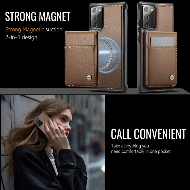 For Samsung Galaxy Note20 JEEHOOD J06 British Style RFID MagSafe Card Bag PU Phone Case(Brown) - Galaxy Note20 Cases by JEEHOOD | Online Shopping UK | buy2fix