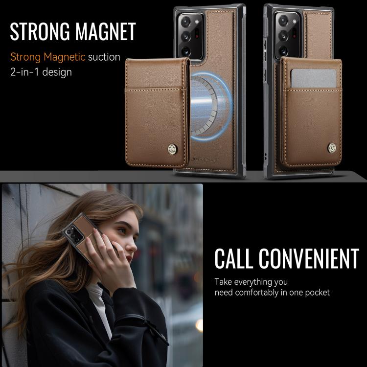 For Samsung Galaxy Note20 Ultra JEEHOOD J06 British Style RFID MagSafe Card Bag PU Phone Case(Brown) - Galaxy Note20 Ultra Cases by JEEHOOD | Online Shopping UK | buy2fix