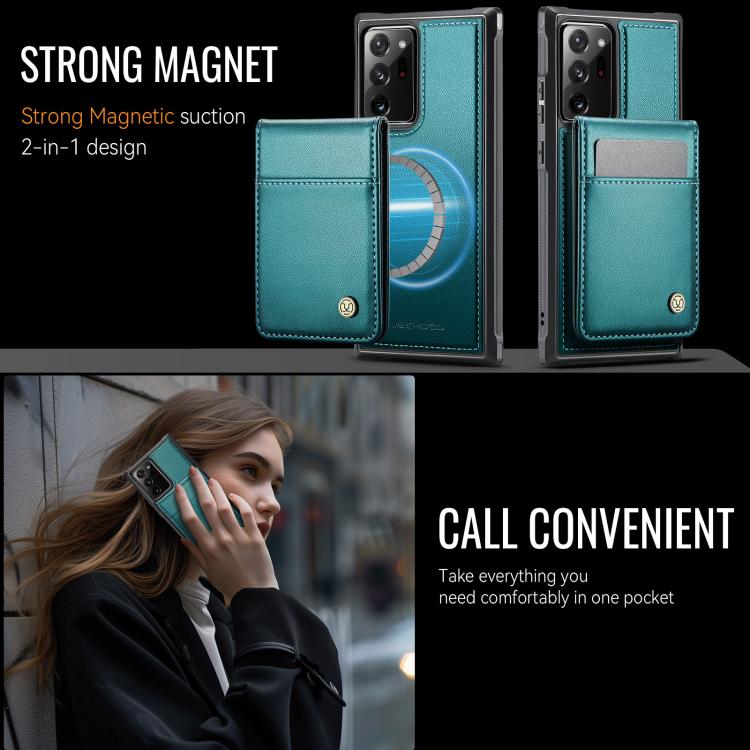 For Samsung Galaxy Note20 Ultra JEEHOOD J06 British Style RFID MagSafe Card Bag PU Phone Case(Green) - Galaxy Note20 Ultra Cases by JEEHOOD | Online Shopping UK | buy2fix