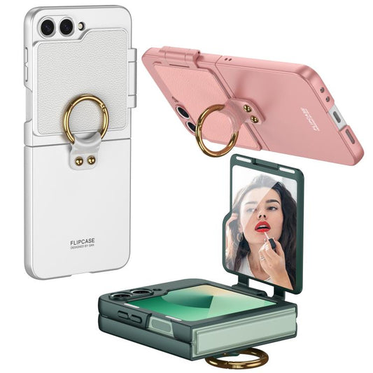 For Samsung Galaxy Z Flip6 / Flip7 FE GKK Ultra-thin Makeup Full Coverage Phone Case with Ring Holder(Silver) - Galaxy Z Flip6 5G Cases by GKK | Online Shopping UK | buy2fix