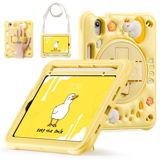 For iPad mini 2024 / mini 6 Duck Rotation Kickstand Silicone Hybrid PC Tablet Case(Yellow) - iPad mini 2024 Cases by buy2fix | Online Shopping UK | buy2fix