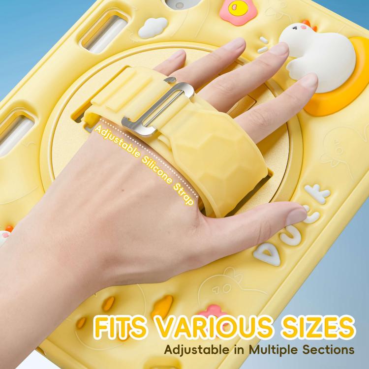 For iPad mini 2024 / mini 6 Duck Rotation Kickstand Silicone Hybrid PC Tablet Case(Yellow) - iPad mini 2024 Cases by buy2fix | Online Shopping UK | buy2fix