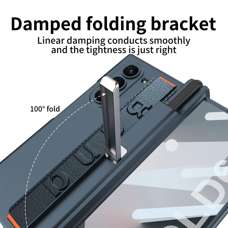 For Samsung Galaxy Z Fold6 GKK Integrated Magnetic Hinge Folding Holder Phone Case with Wrist Strap & Pen Holder(Black) - Galaxy Phone Cases by GKK | Online Shopping UK | buy2fix