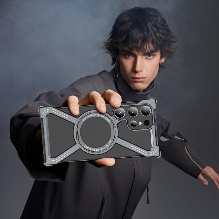 For Samsung Galaxy S24 Ultra 5G Titanium Alloy MagSafe Magnetic Airbag Shockproof Phone Case(Grey) - Galaxy S24 Ultra 5G Cases by buy2fix | Online Shopping UK | buy2fix