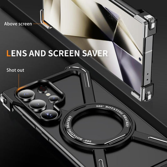 For Samsung Galaxy S23 Ultra 5G Titanium Alloy MagSafe Magnetic Airbag Shockproof Phone Case(Black) - Galaxy S23 Ultra 5G Cases by buy2fix | Online Shopping UK | buy2fix