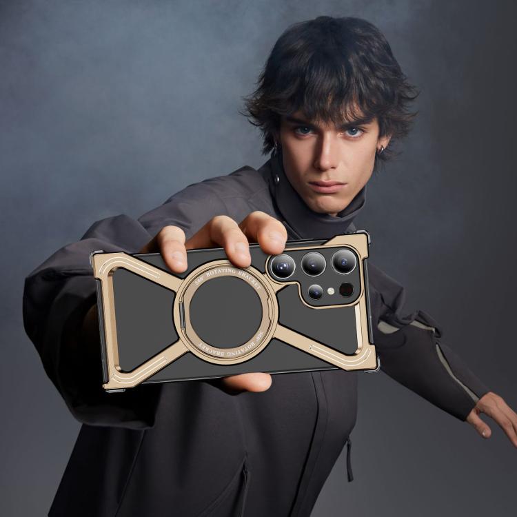 For Samsung Galaxy S23 Ultra 5G Titanium Alloy MagSafe Magnetic Airbag Shockproof Phone Case(Desert Gold) - Galaxy S23 Ultra 5G Cases by buy2fix | Online Shopping UK | buy2fix