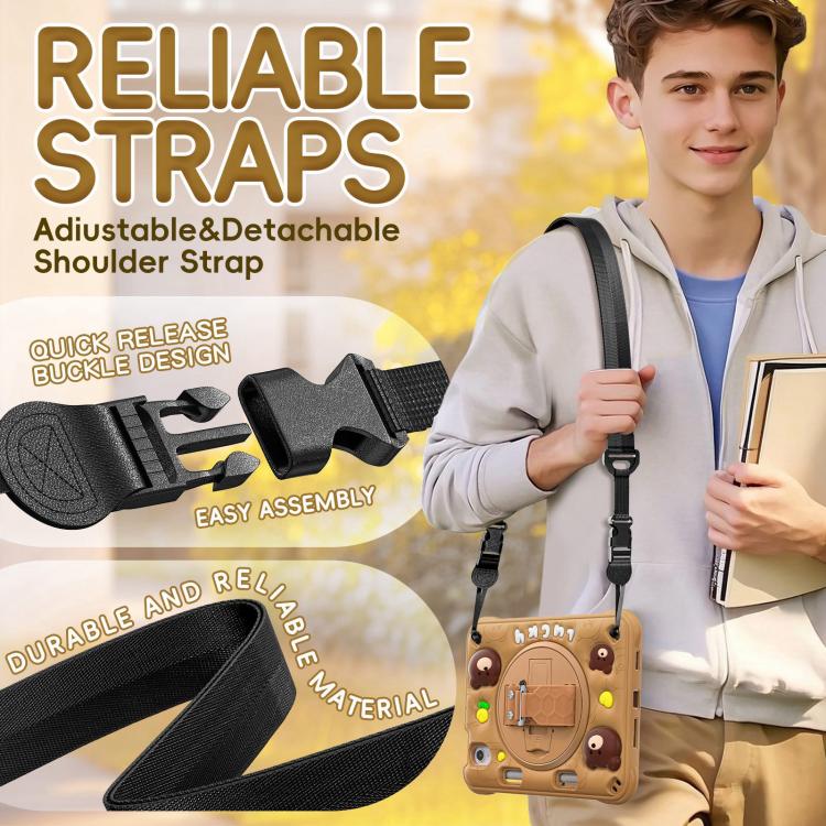 For iPad mini 2024 / mini 6 Bear Rotation Kickstand Silicone Hybrid PC Tablet Case(Brown) - iPad mini 2024 Cases by buy2fix | Online Shopping UK | buy2fix