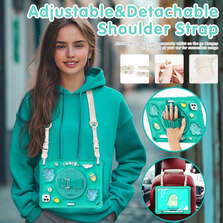 For iPad Pro 11 2024 Dragon Rotation Kickstand Silicone Hybrid PC Tablet Case(Green) - iPad Pro 11 2024 Cases by buy2fix | Online Shopping UK | buy2fix