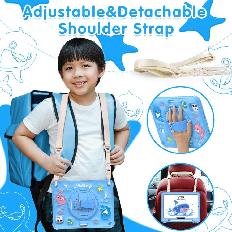 For iPad Pro 11 2024 Dolphin Rotation Kickstand Silicone Hybrid PC Tablet Case(Blue) - iPad Pro 11 2024 Cases by buy2fix | Online Shopping UK | buy2fix