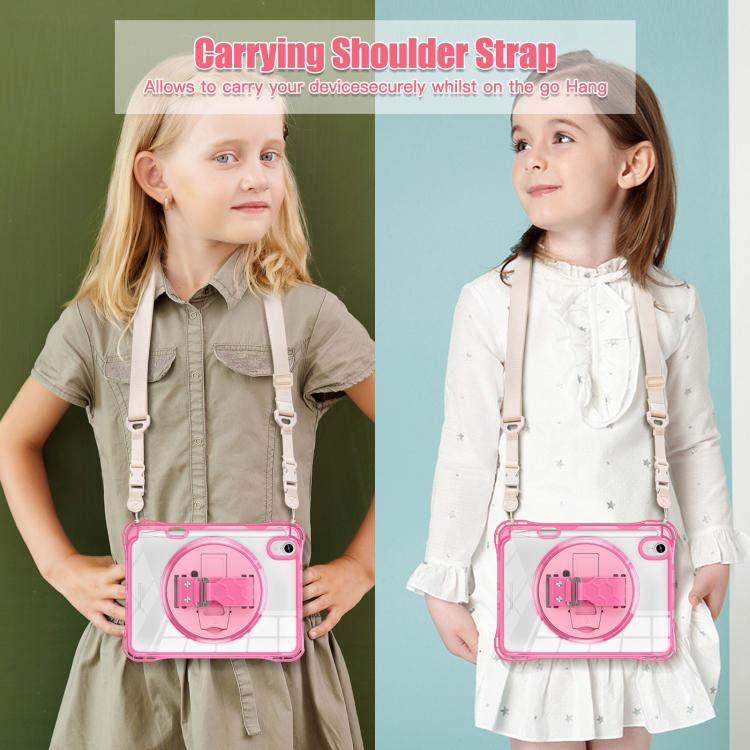 For iPad mini 2024 / mini 6 Rotation Grip Holder TPU Hybrid Clear PC Tablet Case(Red Rose) - iPad mini 2024 Cases by buy2fix | Online Shopping UK | buy2fix