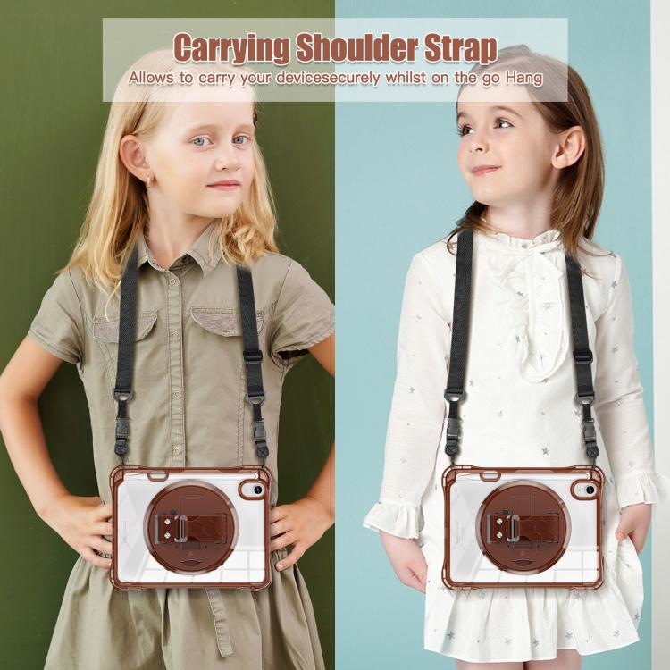 For iPad mini 2024 / mini 6 Rotation Grip Holder TPU Hybrid Clear PC Tablet Case(Chocolate) - iPad mini 2024 Cases by buy2fix | Online Shopping UK | buy2fix