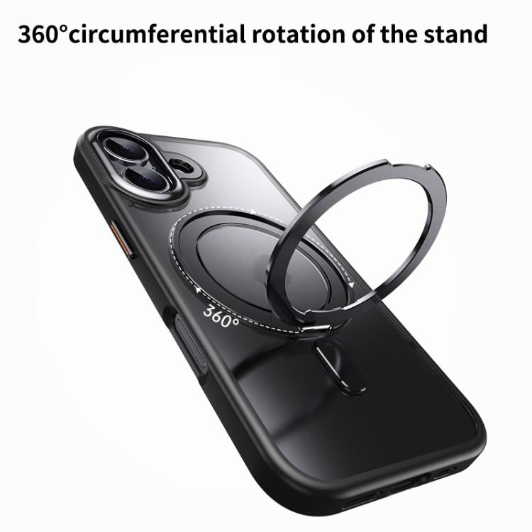 For iPhone 17 Frosted 360 Degree MagSafe Magnetic Holder Phone Case(Grey) - iPhone 17 Cases by buy2fix | Online Shopping UK | buy2fix