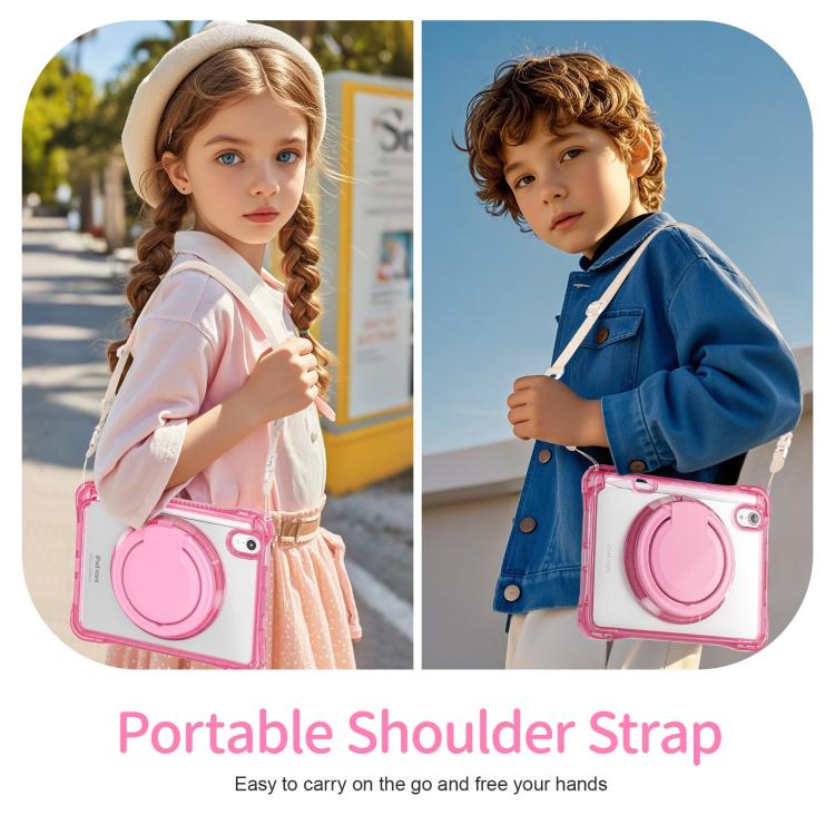 For iPad mini 2024 / mini 6 Rotation Ring Handle TPU Hybrid Clear PC Tablet Case(Red Rose) - iPad mini 2024 Cases by buy2fix | Online Shopping UK | buy2fix