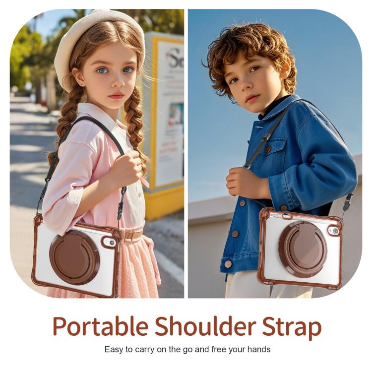 For iPad mini 2024 / mini 6 Rotation Ring Handle TPU Hybrid Clear PC Tablet Case(Chocolate) - iPad mini 2024 Cases by buy2fix | Online Shopping UK | buy2fix